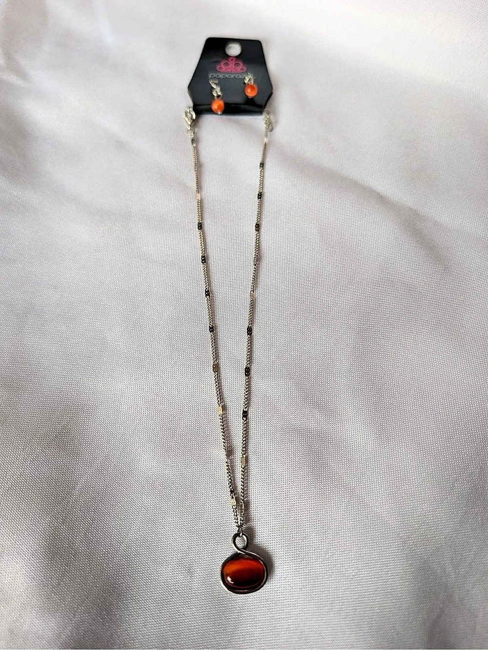 paparazzi Pendant Necklace & Earrings in Brown and Gold NWT